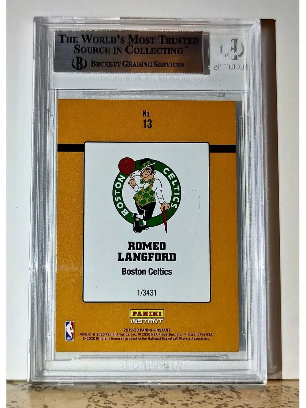 Romeo Langford 2019-20 Panini NBA #13 Rated Rookies 1/3431 BGS 9 Mint Celtics